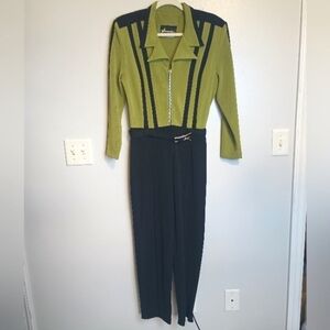Farouche by Lori Weidner Vintage 80s Green Black Jumpsuit Size 10
